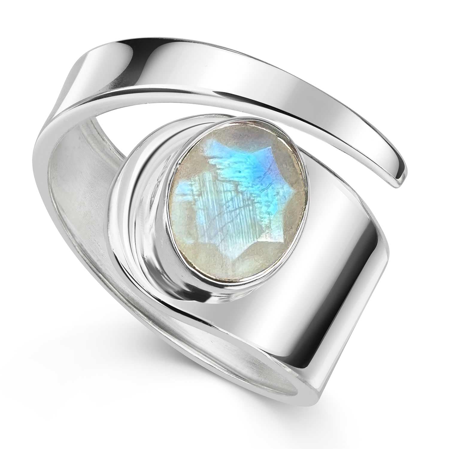 MATERIA by Matthias Wagner Edelstein Ring Silber 925 Damen Silberring breit mit Stein verstellbar