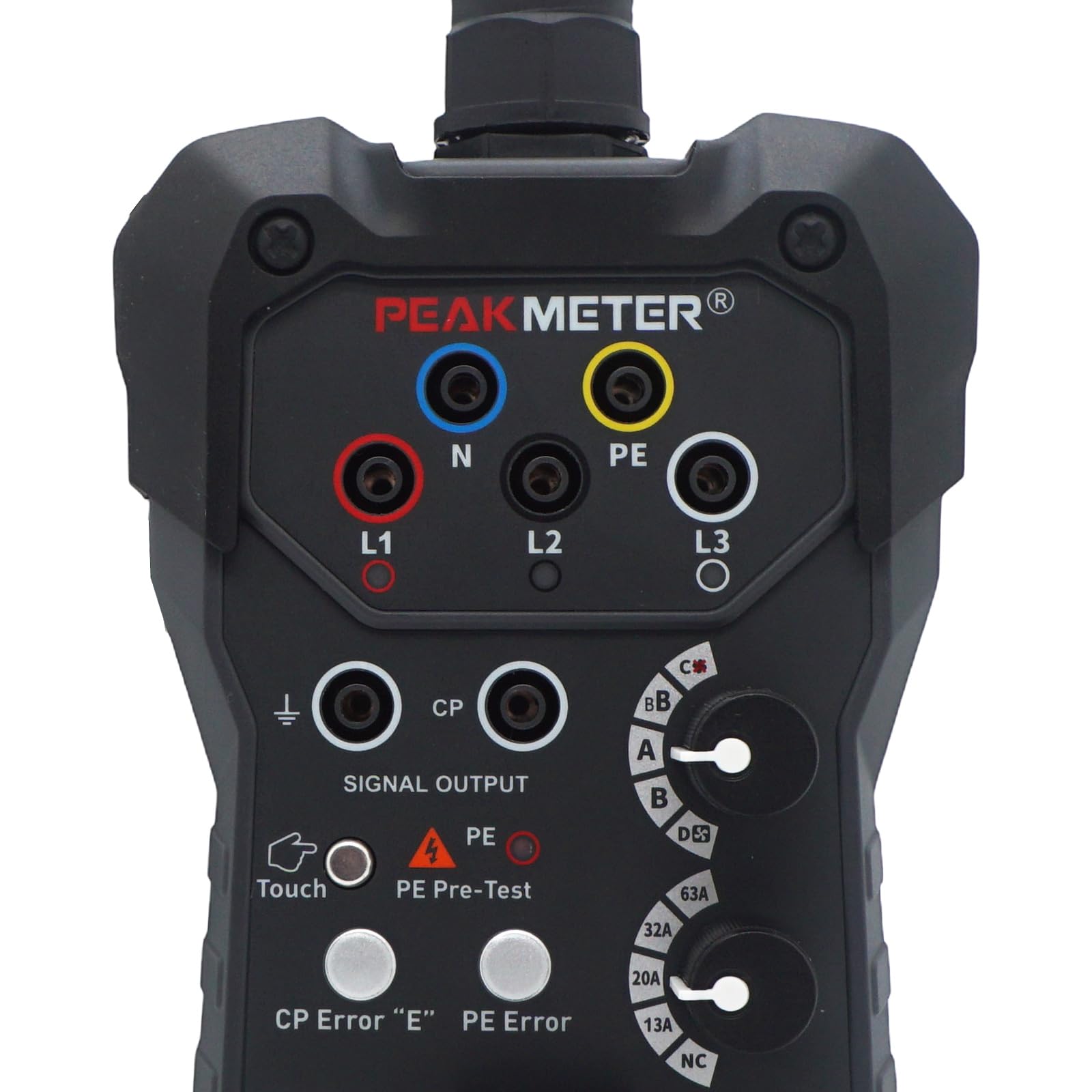 Adaptateur EVSE, test de station de charge de type 2, analogique PP et CP | EVSE testeur multimètre et oscilloscope connectables, prise schuko intégrée, LED intégrée pour indicateur de phase