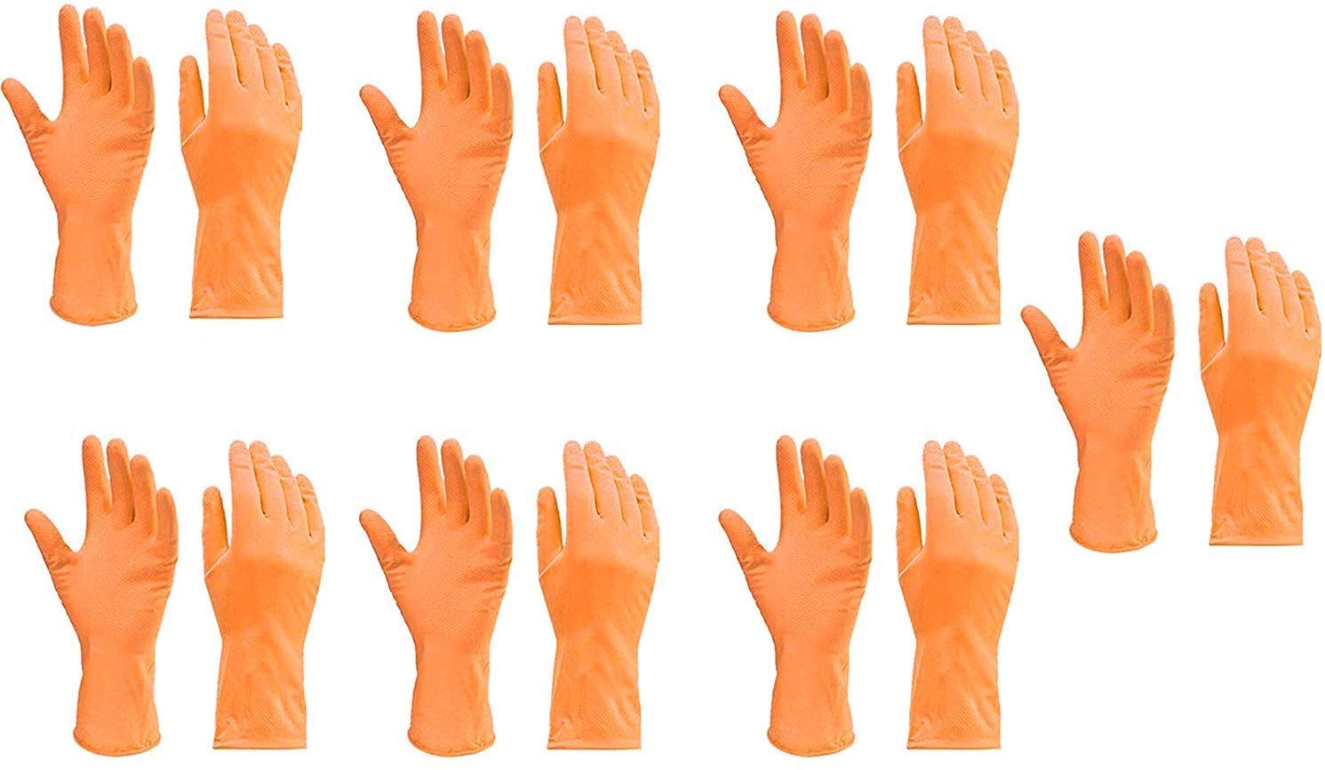 Fortane Reusable Rubber Cleaning Gloves Set | Hand Gloves Large for Washing, Cleaning Kitchen, Gardening (Orange) Pair of (7) (B081QG4C68) Amazon Price History, Amazon Price Tracker