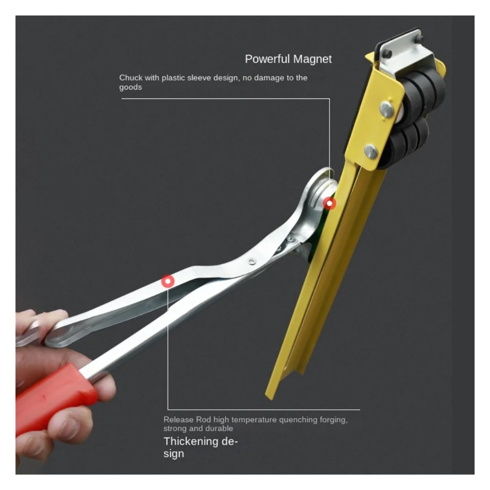 Herramienta magnética para recoger objetos pesados Nuevo Herramienta de recogida de garra de acero rico en carbono, alicates de mano magnéticos fuertes de seguridad, abrazadera de mano magnética Indus