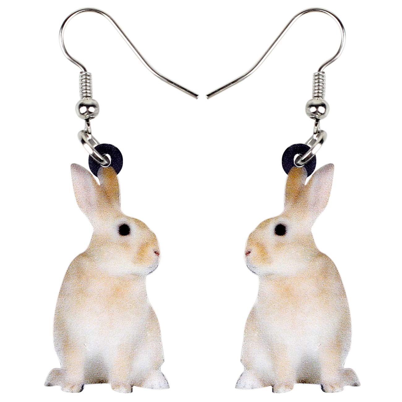BONSNY Acrylic Cute Dangle Easter Bunny Hare Rabbit Earrings Funny Jewelry For Women Gift Accessories