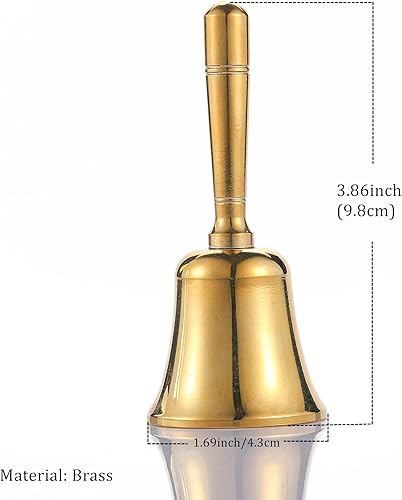 Miniatura 6 de Homelavie Campana pequeña de latón macizo súper fuerte para sonar en boda, campanas de mano para personas mayores, campanas de mano para personas