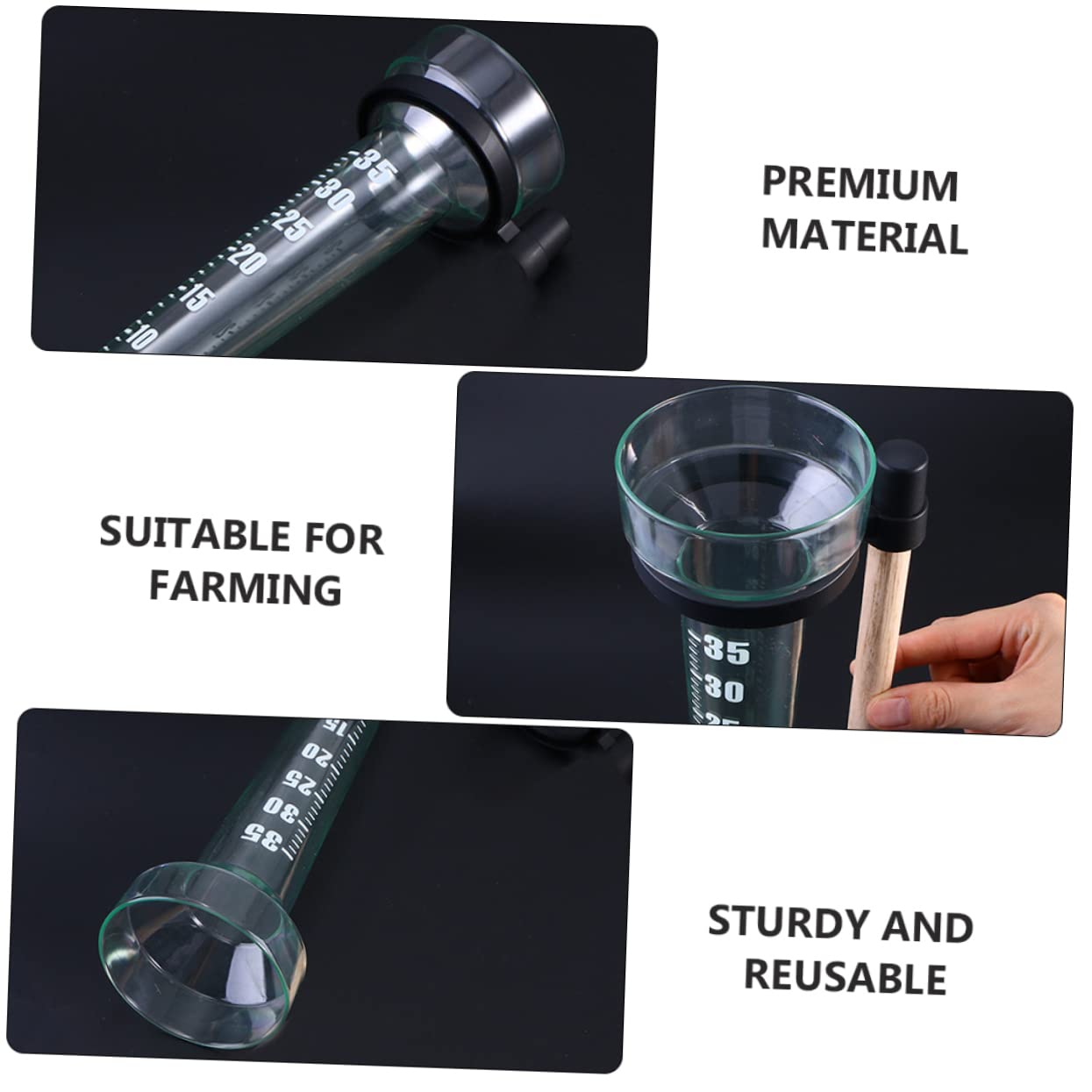 BCOATH 2Pcs Rain Gauge Measuring Cup Durable Plastic Rainfall Gauge for Outdoor Use for Farming Meteorological Statistics and Climate Research