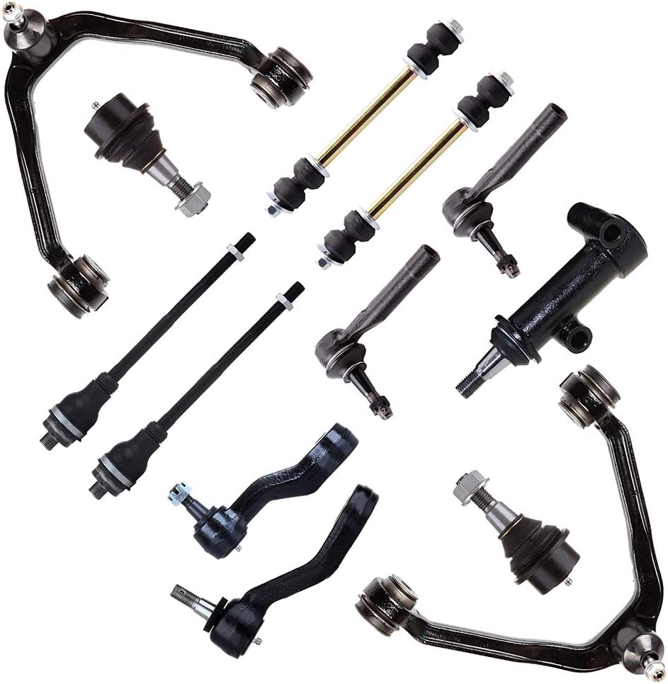SCITOO 13pcs Front Suspension Kit All Model Front Upper Control Arm Lower Ball Joint for Silverado Sierra 1500 for Chevy for GMC Tie Rod Sway Bar 4 groove Pitman Idler Arm replacement auto parts