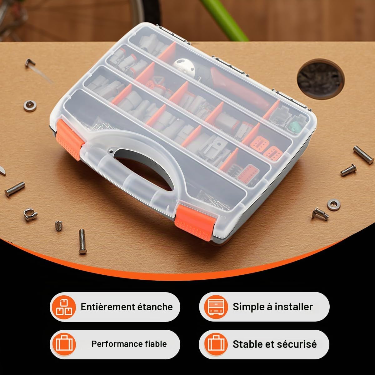 DT Deutsch Kit de connecteurs électriques 438 pièces pour circuits de câblage, boîte d'assortiment étanche avec outil à sertir pour moto, voiture, camion, bateau