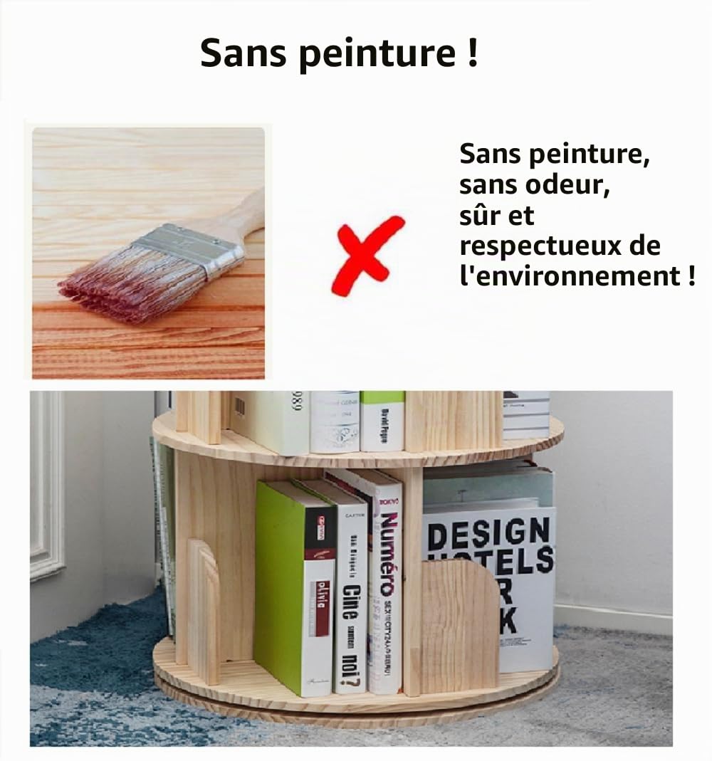 Heehee Bibliothèque rotative à 360° sur Pied pour Enfants et Adultes (5 Niveaux)