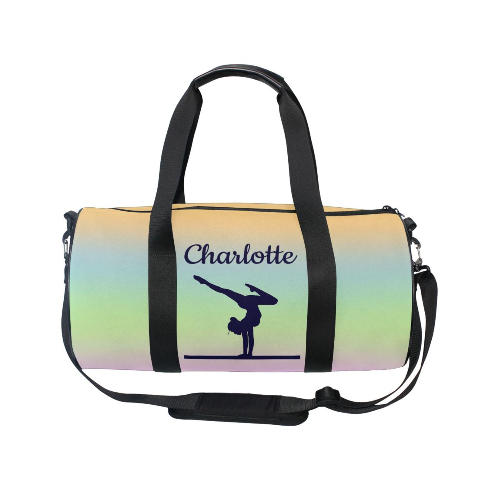 Personalised Gymnastics Bag for Girls Gradient Green Blue Custom Name Kids Gym Bag Dance Bags Sport Gymnastics Equipment Storage Customise Gymnastics Gifts for Gymnastics