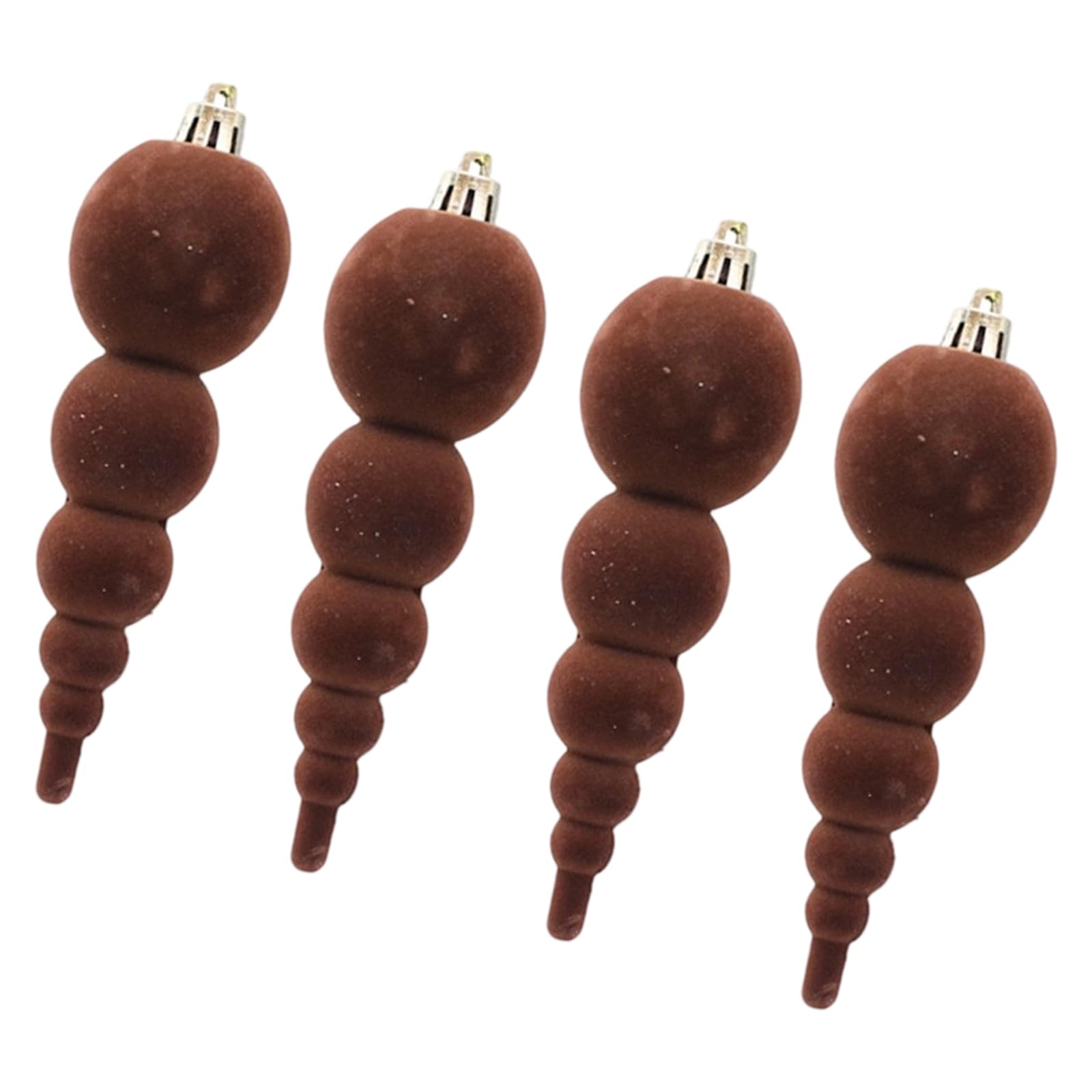 Zbiianxer Brown 4Pcs Flocking Velvety Christmas Gourd Ornaments Festive Hanging Tree Decorations For Holiday Home Soft Flocking Holiday Hanging Ornaments
