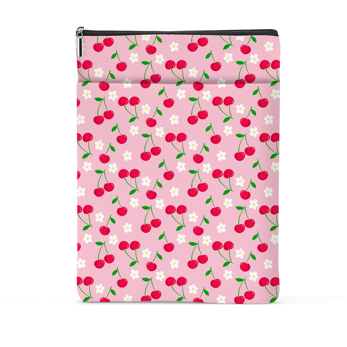 Flower Cherries Decor Book Lovers Gifts Waterproof Book Sleeve Books Pouch Books Protector with Zipper and Front Pocket Bookish Gifts Cover Case for