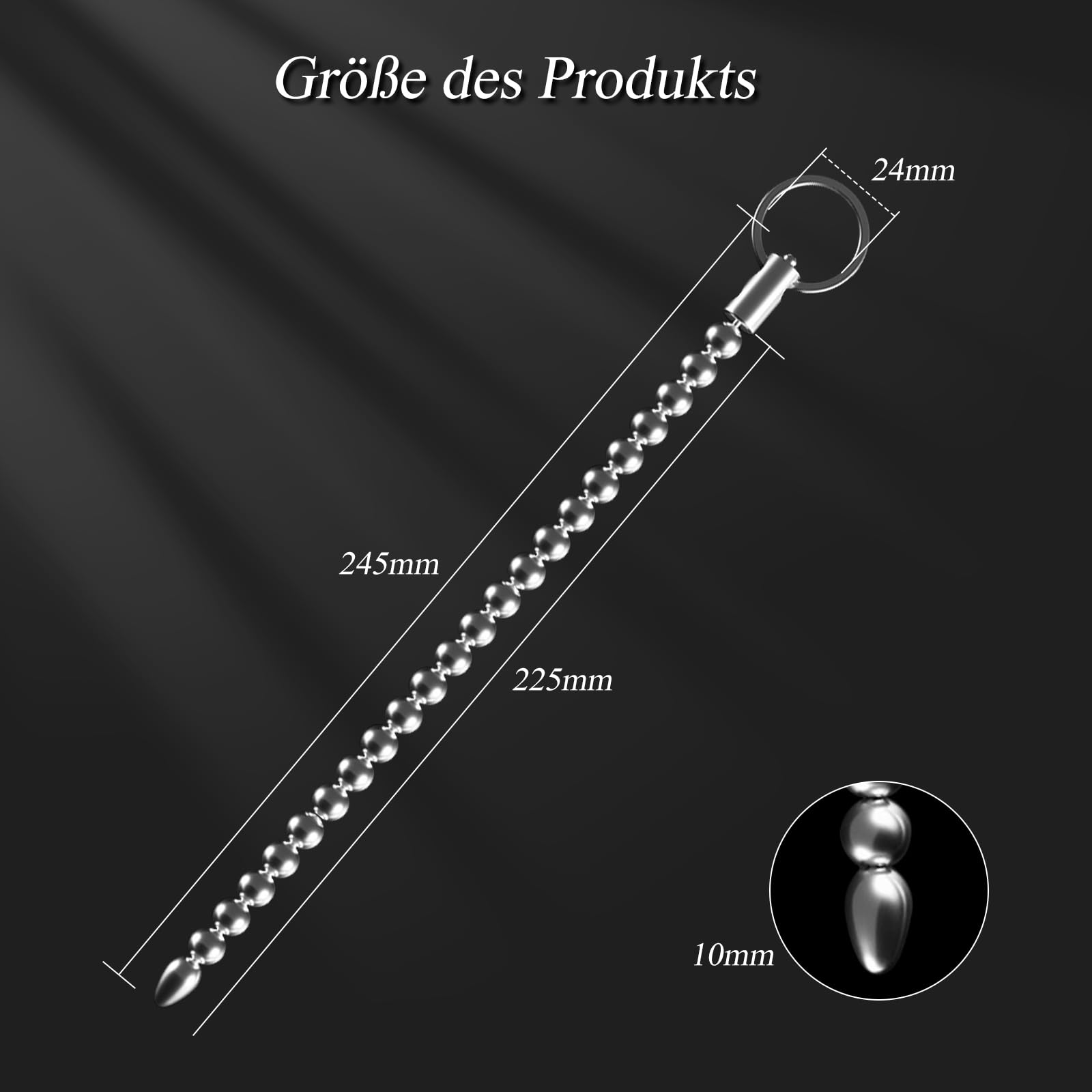 Dilatador uretral BDSMJOY de acero inoxidable de 245 mm, dilatadores uretrales flexibles para hombres, tapón para el pene, juguete sexual para estimulación de próstata (Φ10mm)