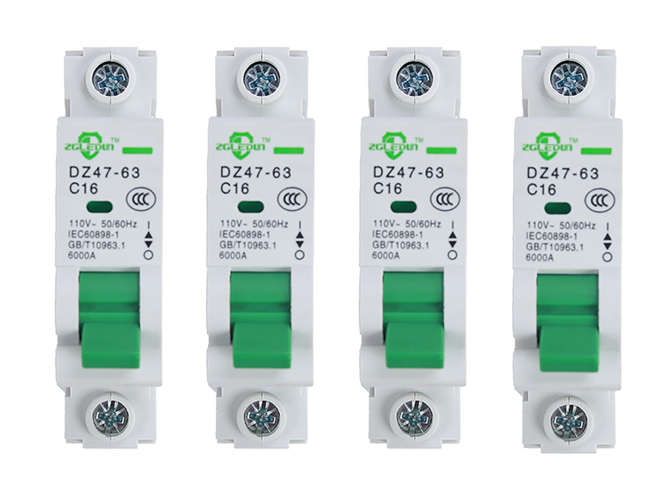 Miniature Circuit Breaker - 4 Pcs 110V/240V MCB Din Rail DZ47-63 Mini Home Circuit Breaker 1 Pole 16A, AC Solar MCB