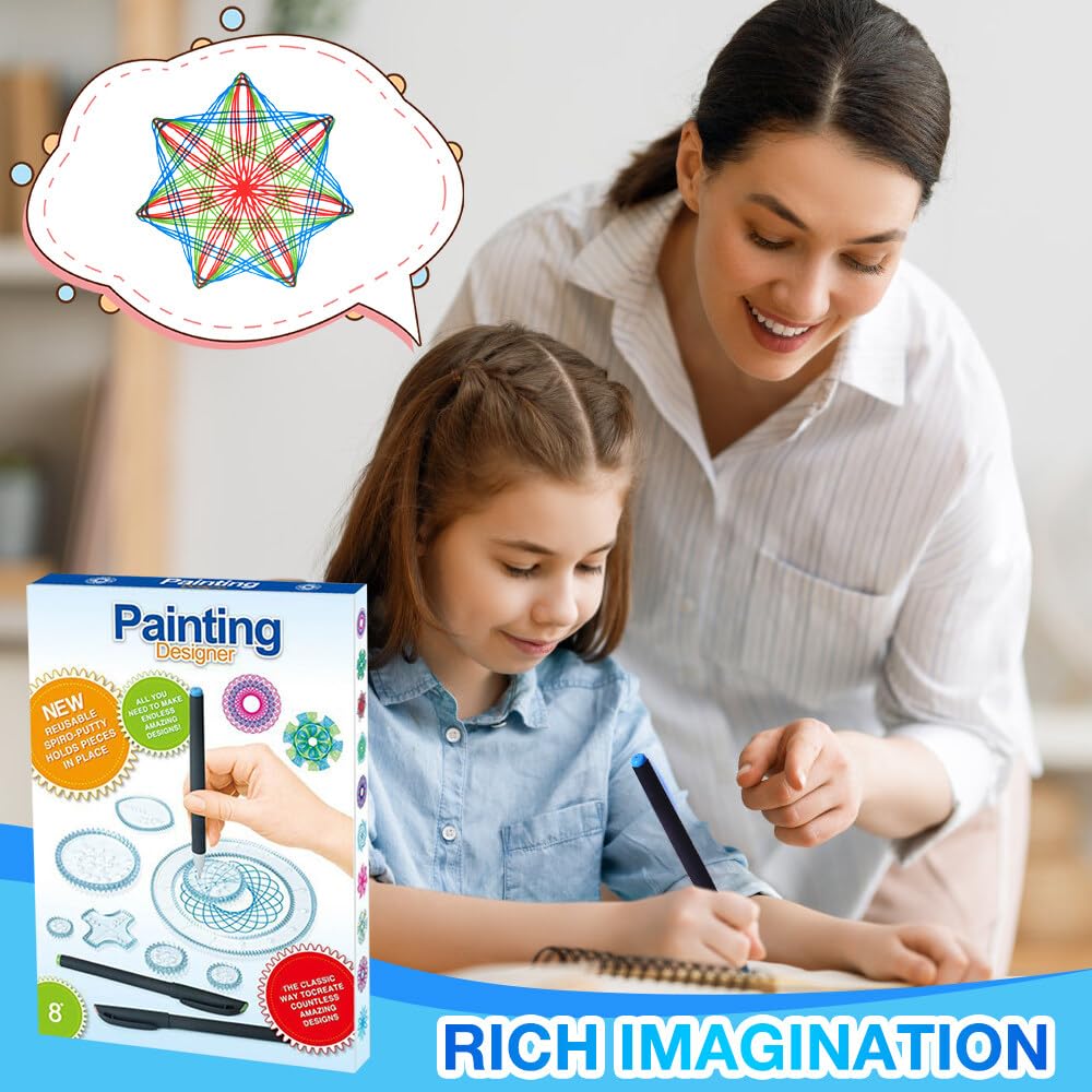 Spirograph Deluxe De 18 Piezas – Juego De Dibujo En Espiral Para Niños Y Adultos, Herramientas De Regla Geométrica