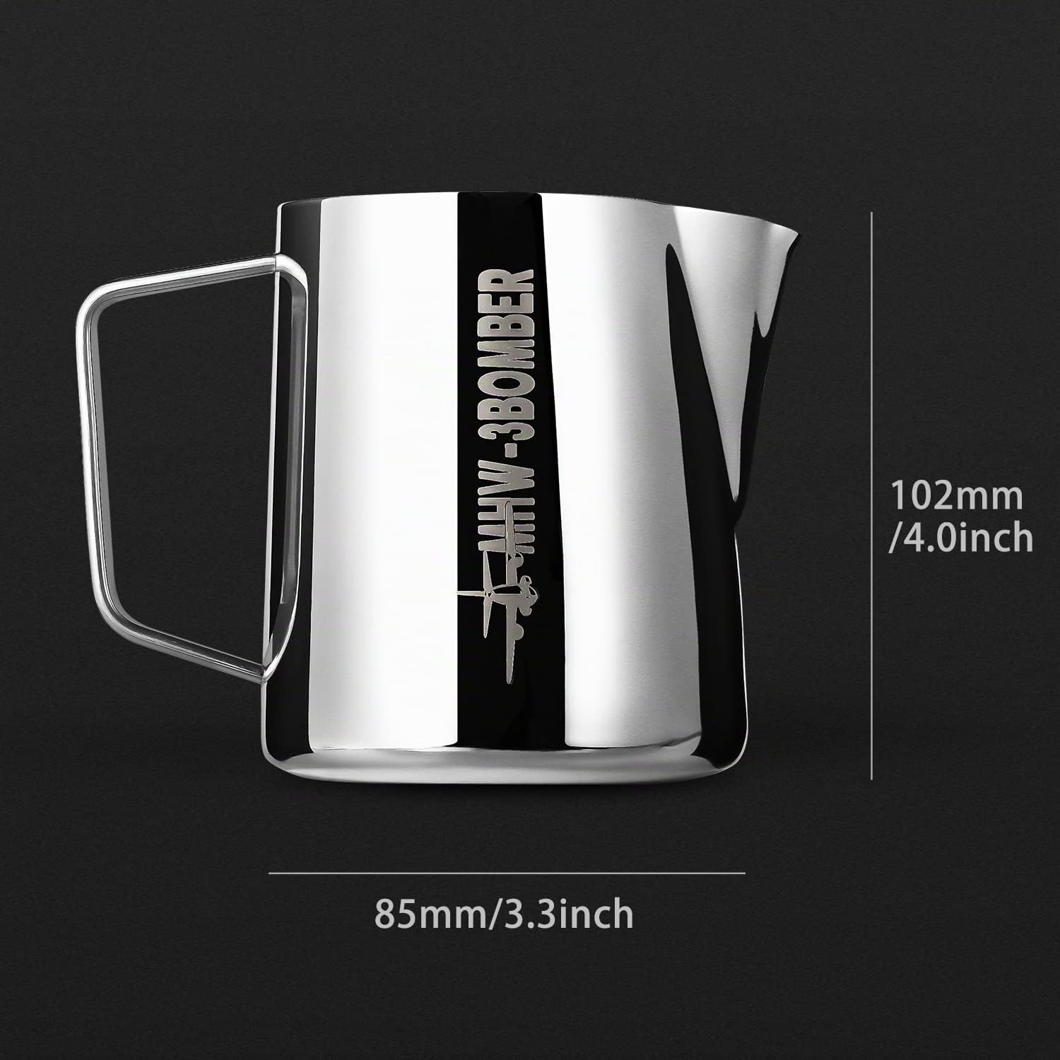 MHW-3BOMBER Jarra de leche profesional de acero inoxidable, 500 ml, jarra de leche para barista, jarra de espuma de leche para café expreso y latte art, con diseño de boca Hawksbill, accesorio