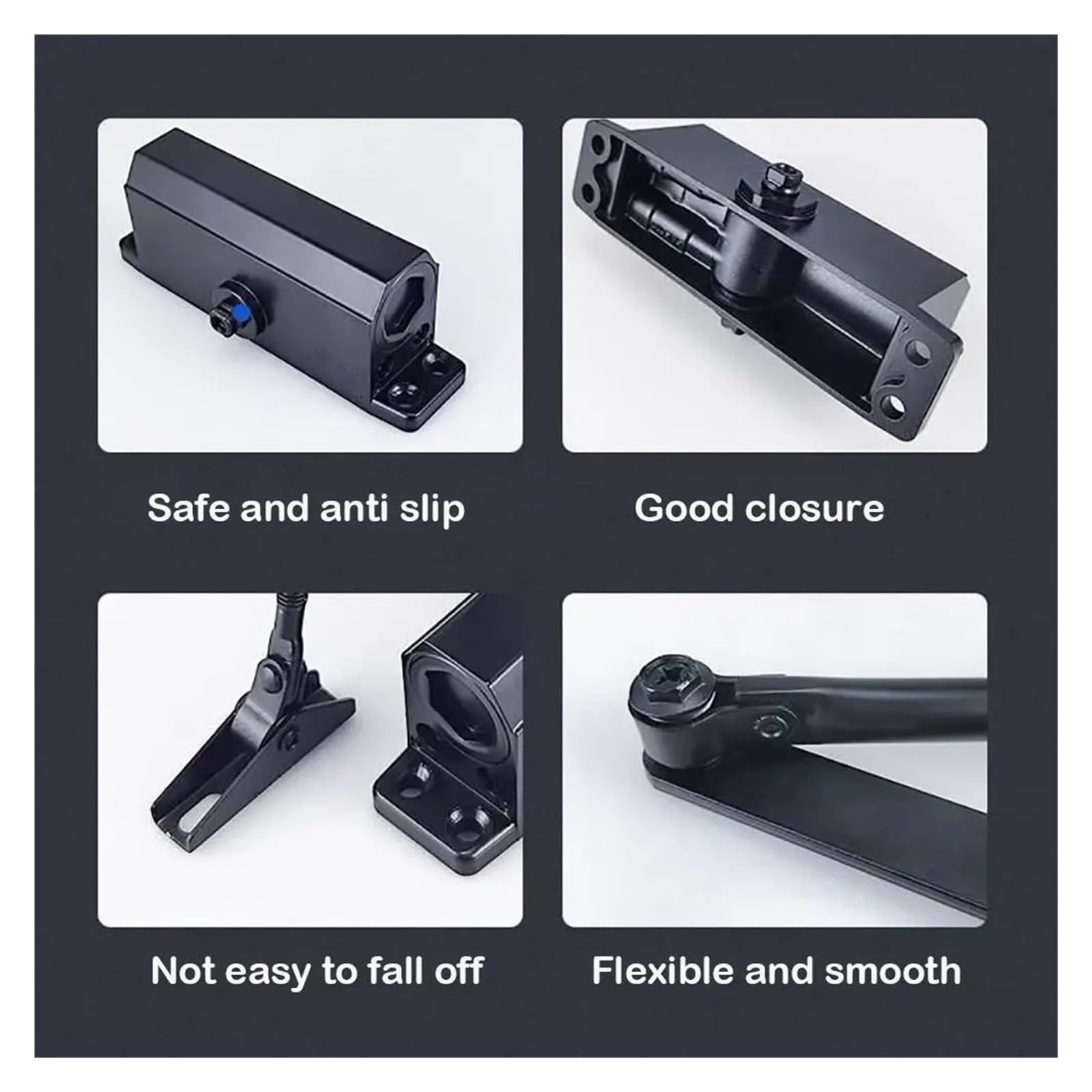 Cierrapuertas Cierrapuertas automático Para Hogar | Tope de cierre protector con soporte de velocidad ajustable(M-Positioning style)