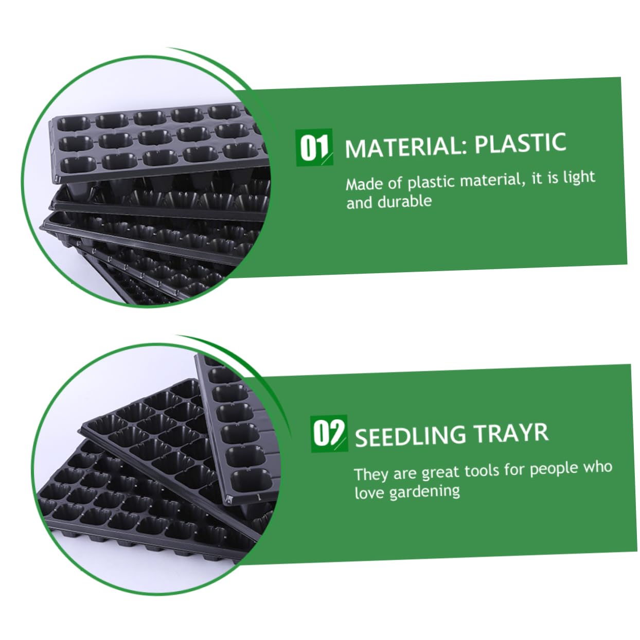 iplusmile Plateaux De Germination pour Plantes Jardin, Lot 10 Pcs 21 Alvéoles, Plastique Réutilisable Noir Épaissi, Semis Intérieur Extérieur, Plateau Imperméable Isolant Thermique
