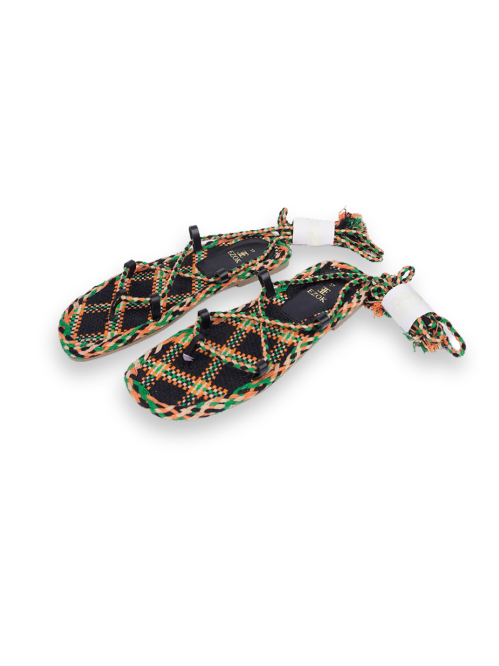 Women Multicolor Leather Fabric Dori Sandals | Tie-Up Strappy Flat Sandals for Women | Trendy Summer Footwear-image-2