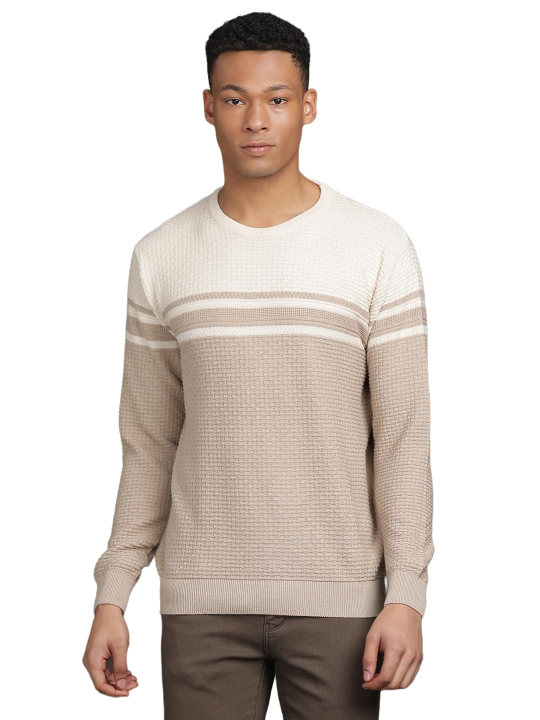Men’s Striped Round Neck Pullover | Regular Fit | Soft Knitted Sweater-image-34