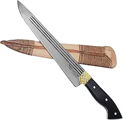 Facas Gaúcha, 1010TLCESCURO, Facão Faca Churrasco 10'' Carbono 1070 Full Tang Listrado Cabo Chifre Escuro, Aço