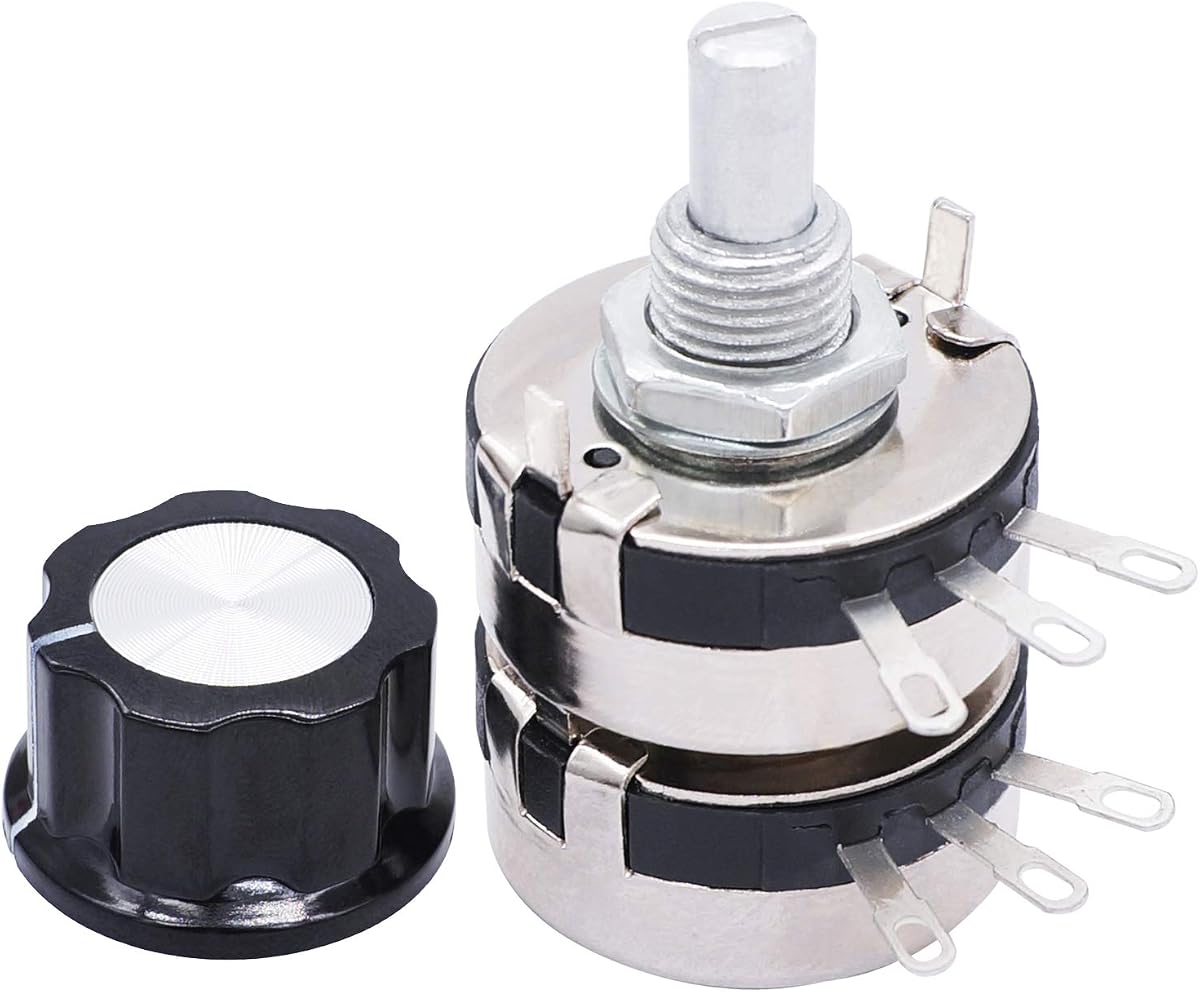 TWTADE /WTH118-2W 2K2 ohm Dual Gang Potentiometer Carbon Linear Variable Turn Rotary Potentiometer + A03 knob