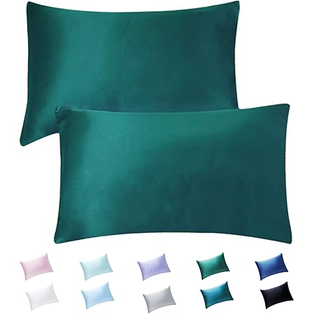 HandSun Silky Satin Pillowcase for Hair and Skin, 2 Pack Luxurious Satin Pillow Cases with Envelope Closure, Satin Pillow Shams Set of 2 Queen Size (20x30 Inches)