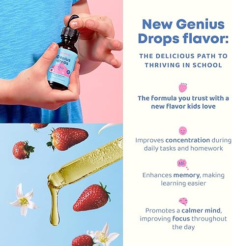 Miniatura 2 de JoySpring Genius Drops Smartberry Vanilla Apoyo de enfoque a base de hierbas para niños con Ginkgo Biloba, Raíz de Regaliz, Extracto de Gotu Kola