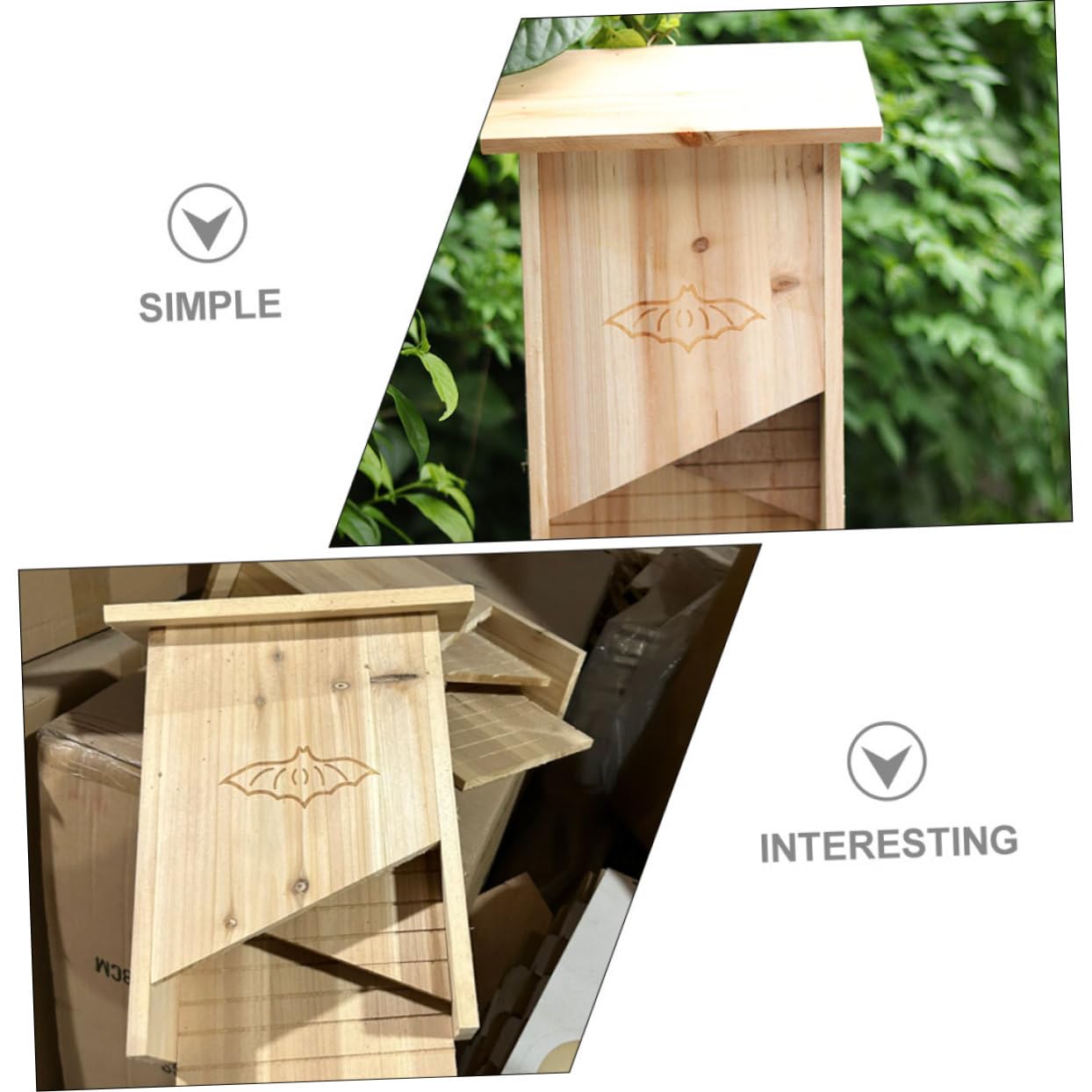 Outdoor Fledermaushaus Aus Wetterbeständiger Bat Shelter Für Garten Und Hinterhof Praktisches Nistkasten-Design Einfach Zu Transportieren Bedienen Für Tierliebhaber