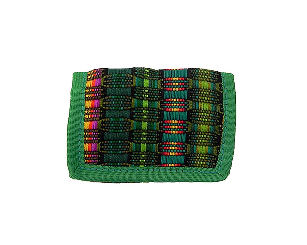 Sponsored Ad - Multicolored Woven Striped Slim Soft Trifold Wallet Coin Purse with Card Slots - Womens Unisex Fashion Handmade Bags Boho Travel Accessories (Green)