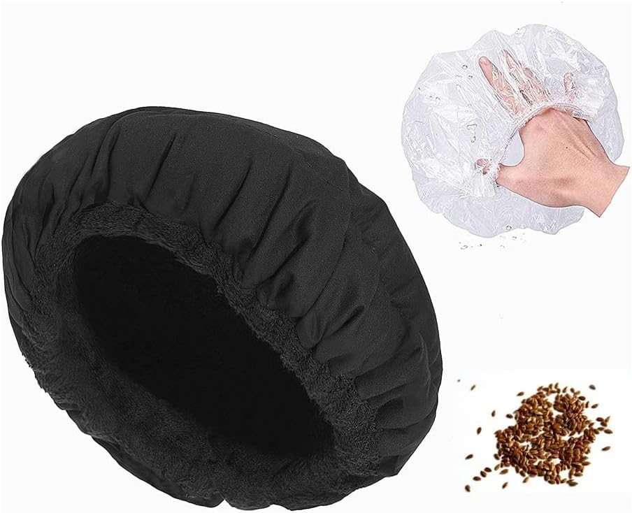 Thermal Hair Cap with Semi Flax Deep Thermal Conditioning, Microconditioner for Microwave Hair Hood Steam Treatment, Hat Styling Tools
