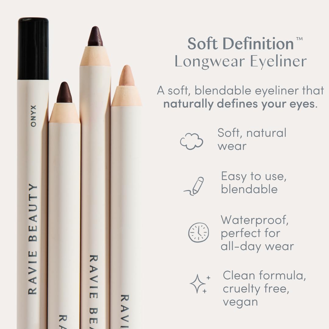 Ravie Beauty Soft Definition Longwear Eyeliner Pencil UMBER Soft Blendable Waterproof Smudge Resistant Natural Everyday Eye Liner Vegan Cruelty Free Clean Formula