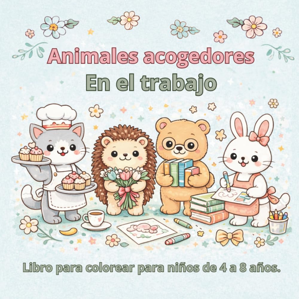 Animales acogedores En el trabajo: Libro para colorear para niños de 4 a 8 años