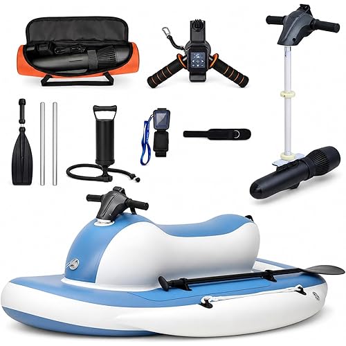 Rush Wave Surf Boat + SUP Motor Combo, Inflatable Jet Ski for Adult, Can Used 130/160 Min, 1800-2700 RPM, Max Load Cap. 330 lbs, Sea Diving Swimming Equipment, Swim Party Toy,500W10A