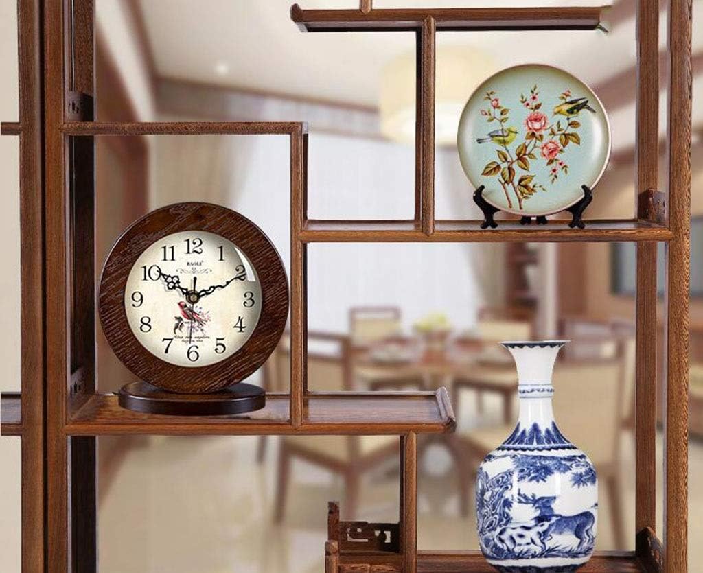 Retro Desk Clock Retro Table Clock/Deskclock -European Solid Wood Clock Simple Living Room Silent Table Clock Modern Bedroom Creative Pendulum Clock Table Clock (Size : 18 * 13 * 19.5cm/8in)