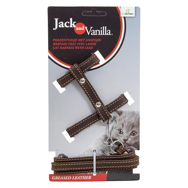 JACK AND VANILLA, Arnés de Piel de Gato, con Correa incluida, Ajustable para una Comodidad óptima