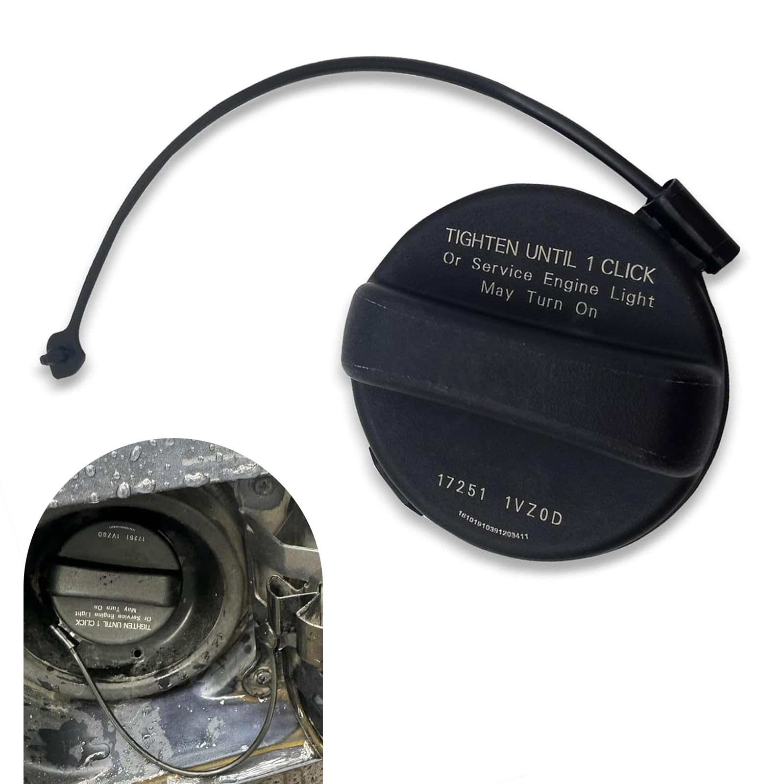 Civwesi - Tapa de tanque de combustible para automóvil, 1 pieza, plástico ABS, sellada, a prueba de óxido, con cuerda antipérdida, repuesto OEM 17251 1VZ0D 17251 3JA0A, accesorios compatibles con Nissan Infiniti, color negro