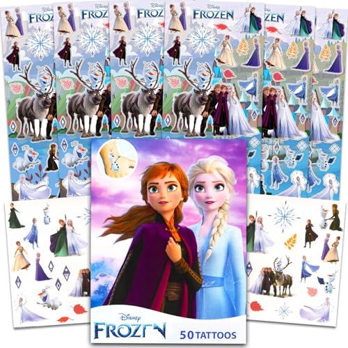Disney Frozen Temporary Tattoo and Sticker Set - Frozen Party Favors Bundle with 50 Temporary Tattoos and 150 Stickers Featuring Elsa, Anna, More | Disney Princess Party Supplies image 4