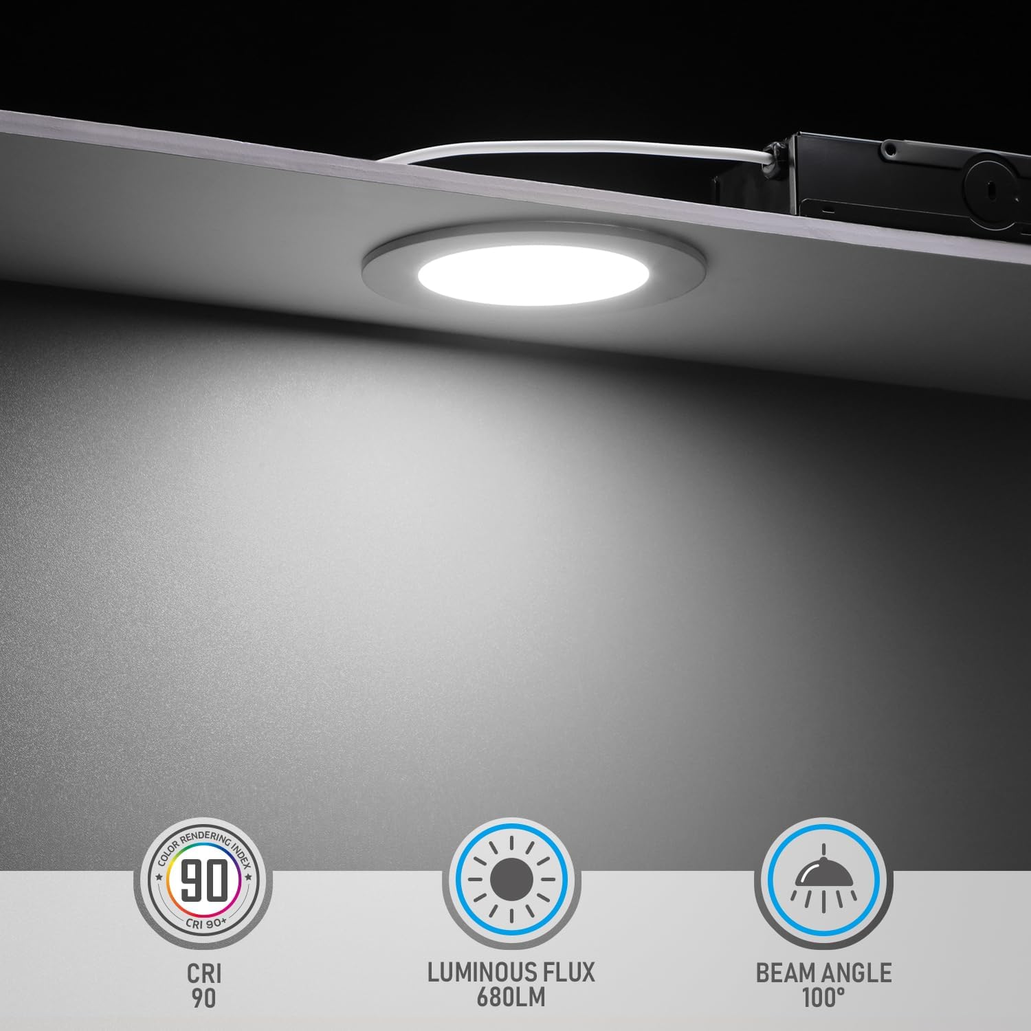 TORCHSTAR Premium Series 4 Inch Ultra-Thin LED Recessed Light with Junction Box, 10.5W Dimmable LED Canless Recessed Ceiling Lights Slim, ETL ES Listed, CRI90, 5000K Daylight, White, Pack of 6 - Amazon.com TORCHSTAR Premium Series 4 Inch Ultra-Thin LED Recessed Light with Junction Box, 10.5W Dimmable LED Canless Recessed Ceiling Lights Slim, ETL ES Listed, CRI90, 5000K Daylight, White, Pack of 6 - Amazon.com