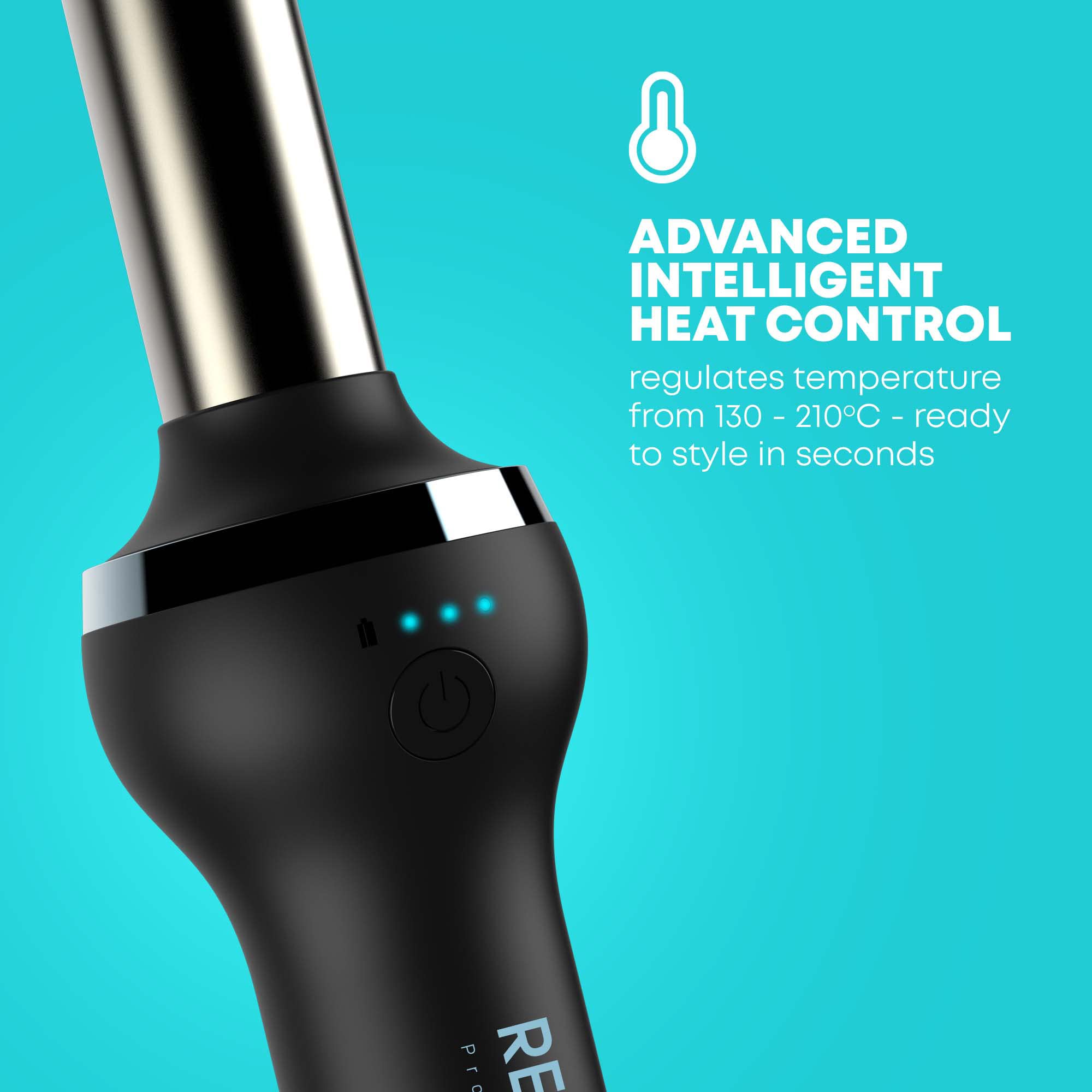 REVAMP iGen Progloss kabelloser Keramik-Lockenstab – Mühelos perfekte Locken, variable Temperatureinstellung, mit Progloss-Ölen angereicherter 25-mm-Keramikstab, hitzebeständige Hülse enthalten