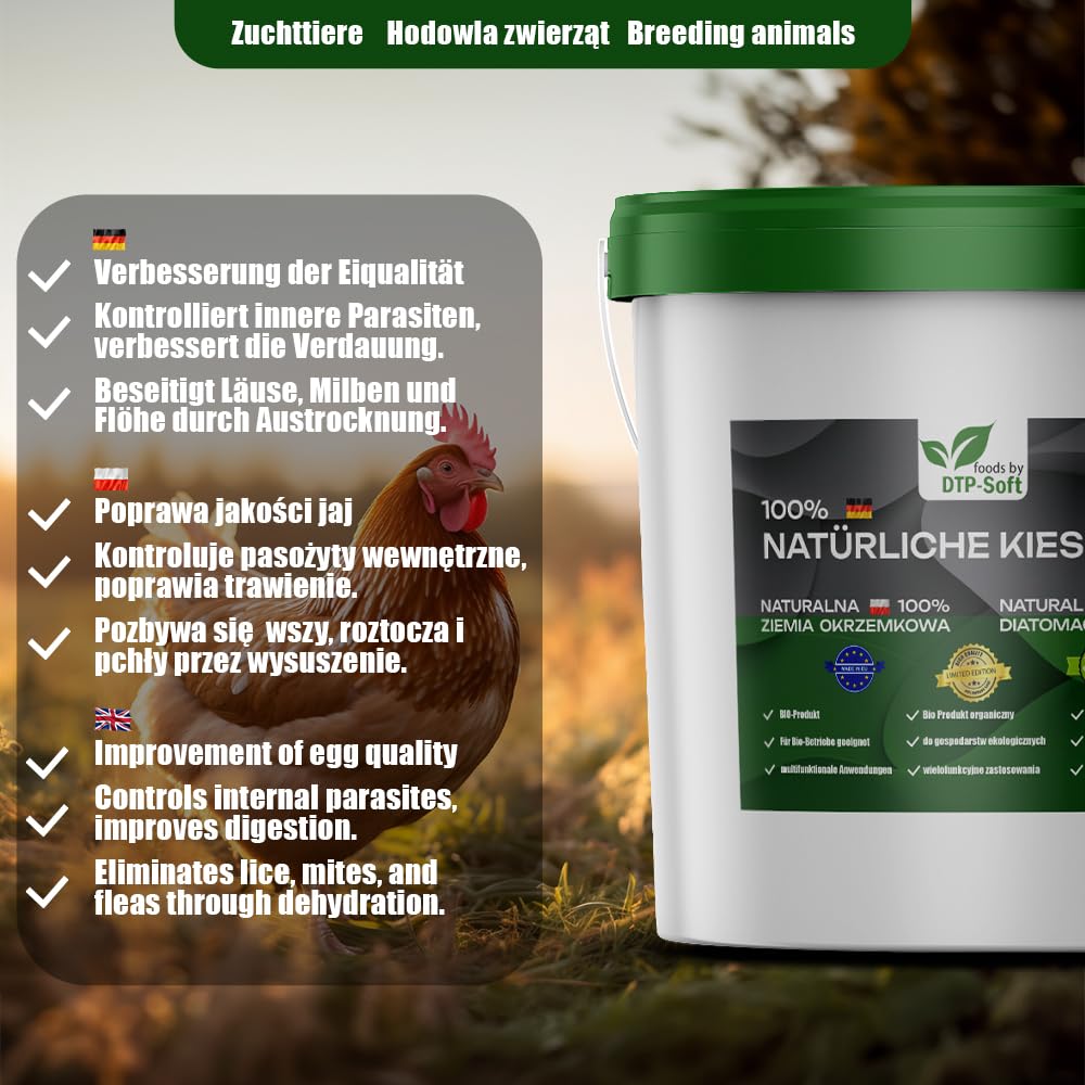 Ziemia okrzemkowa, 5 kg w wiadrze, drobna ziemia okrzemkowa, wysoka jakość, 100% czysta, bardzo wydajna