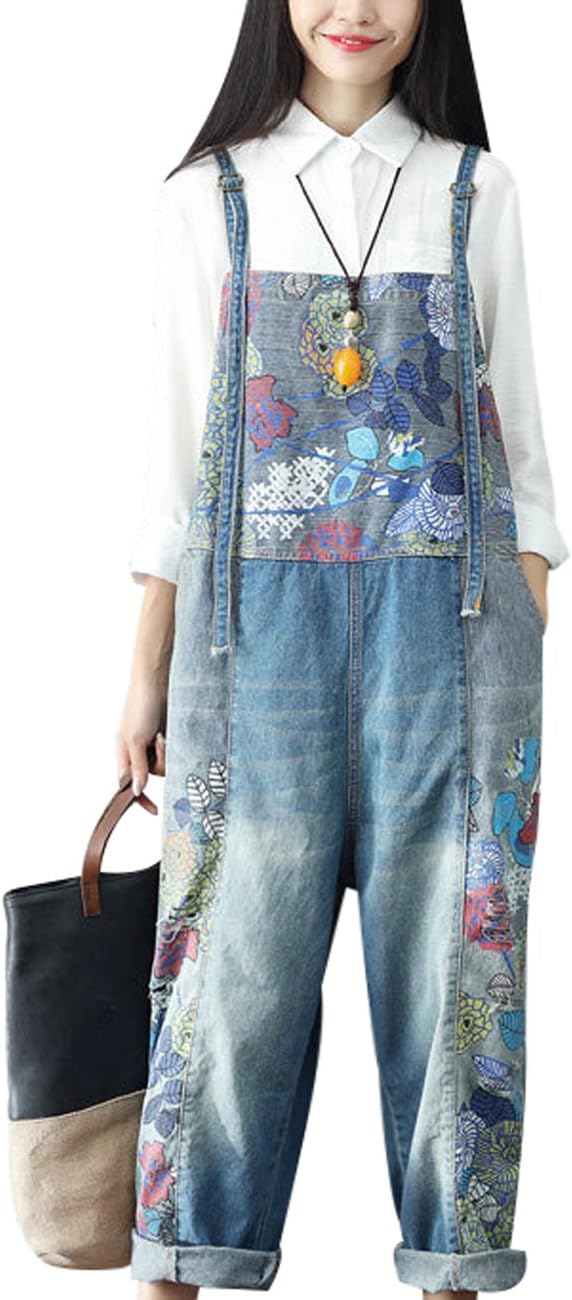 Women's Casual Baggy Denim Bib Overalls Pant Jeans Jumpsuits