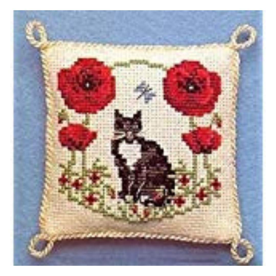 Textile Heritage Cross Stitch Pincushion Kit - Poppy