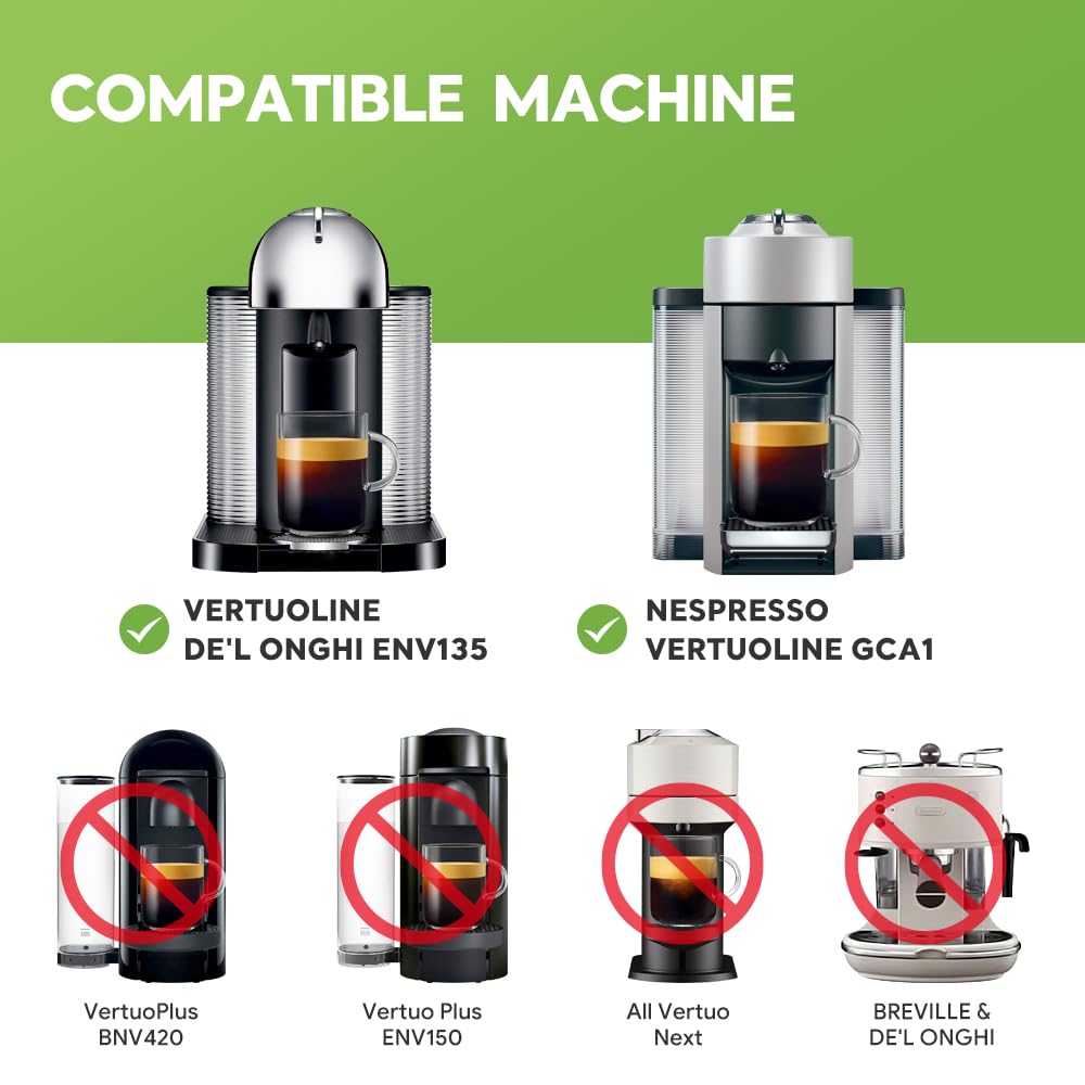 Cápsula de café VertuoCoffee recargable de acero inoxidable, cápsula de café recargable de metal de 230 ml (taza grande), cápsula reutilizable NespressoVertuoline compatible con GCA1,