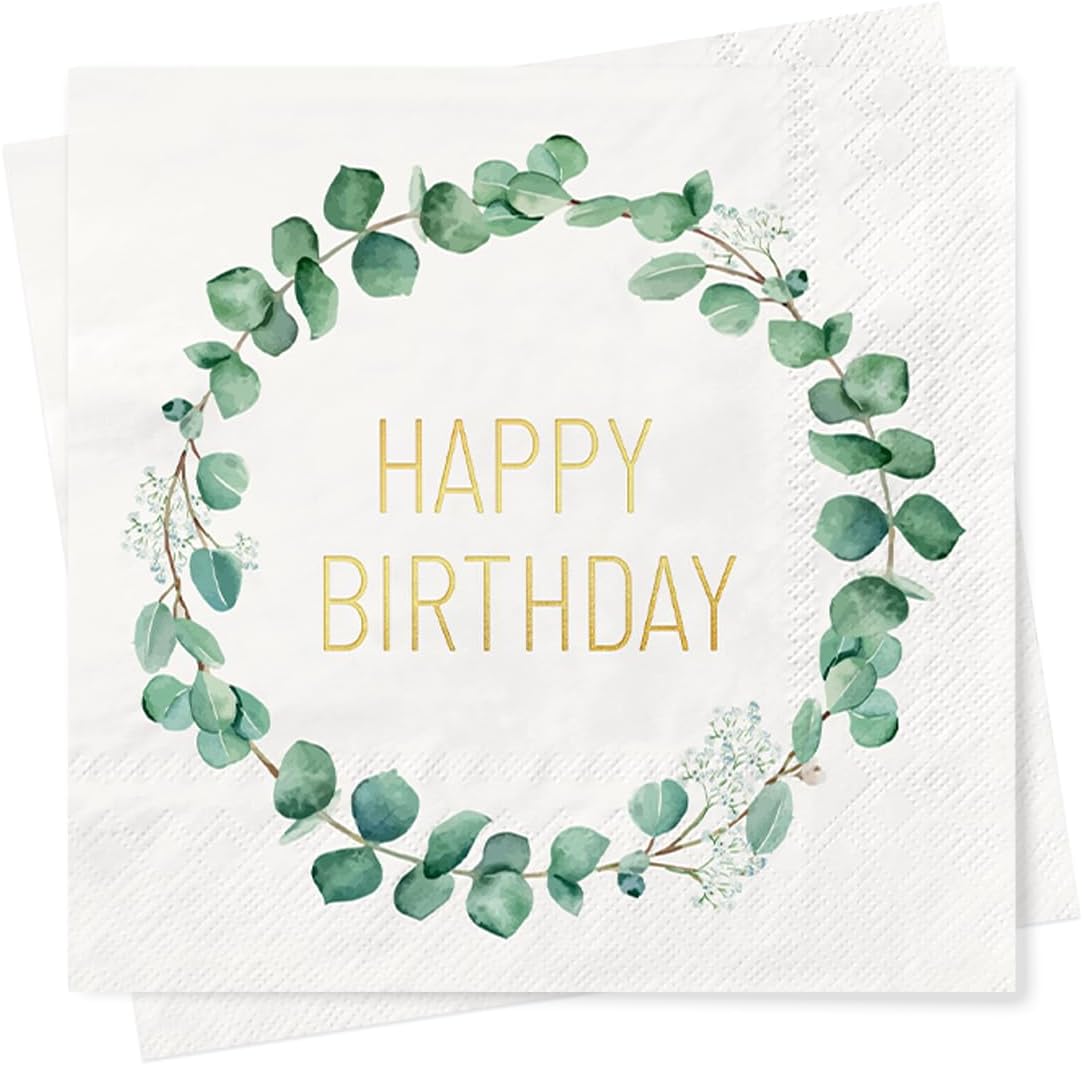 65. Geburtstag Servietten - 40 Stück Eukalyptus Design 3-lagig
