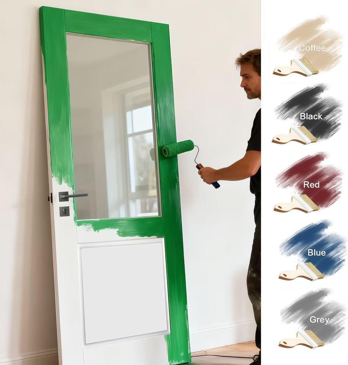 LetLuck 30"x80" Slab Door with Half Frosted Glass - Ideal for Closets, Storage Rooms, Bathrooms, Offices, and Interior Room Door - Solid Core Composite Material, No Hardware Included