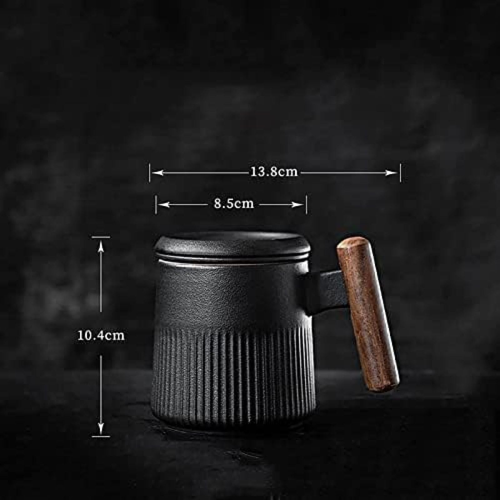 Tasse à thé avec Couvercle et passoire, Tasse en grès pour thé en Vrac ou sachets de thé, Tasse à thé en céramique de 360 ​​ML avec Manche en Bois, 2024