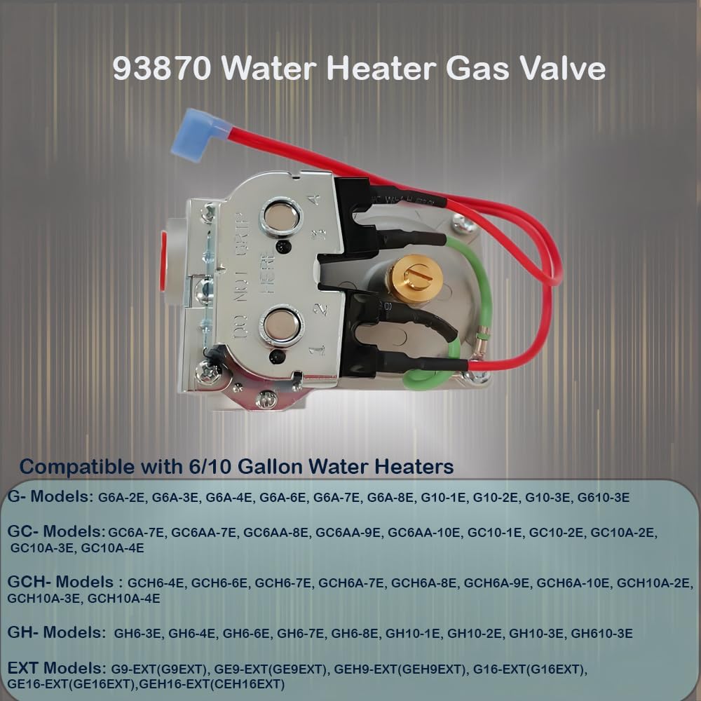 93844 RV Water Heater Gas Valve, 93870 Gas Valve Fit for Atwood 6-10 Gallon Water Heaters for Models G6A-4E G6A-6E G6A-8E,G10-3E GC66AA-10E, Replaces with 93870, 93321, 92078 (6 & 10 Gallon)