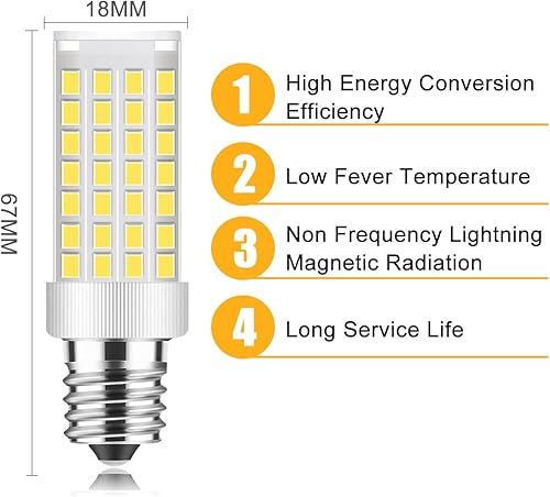 Miniatura 4 de Koondigi - Bombillas LED E14 regulables, base europea de 7 W, equivalente a bombilla incandescente de 70 W para bombillas de campana de cocina,