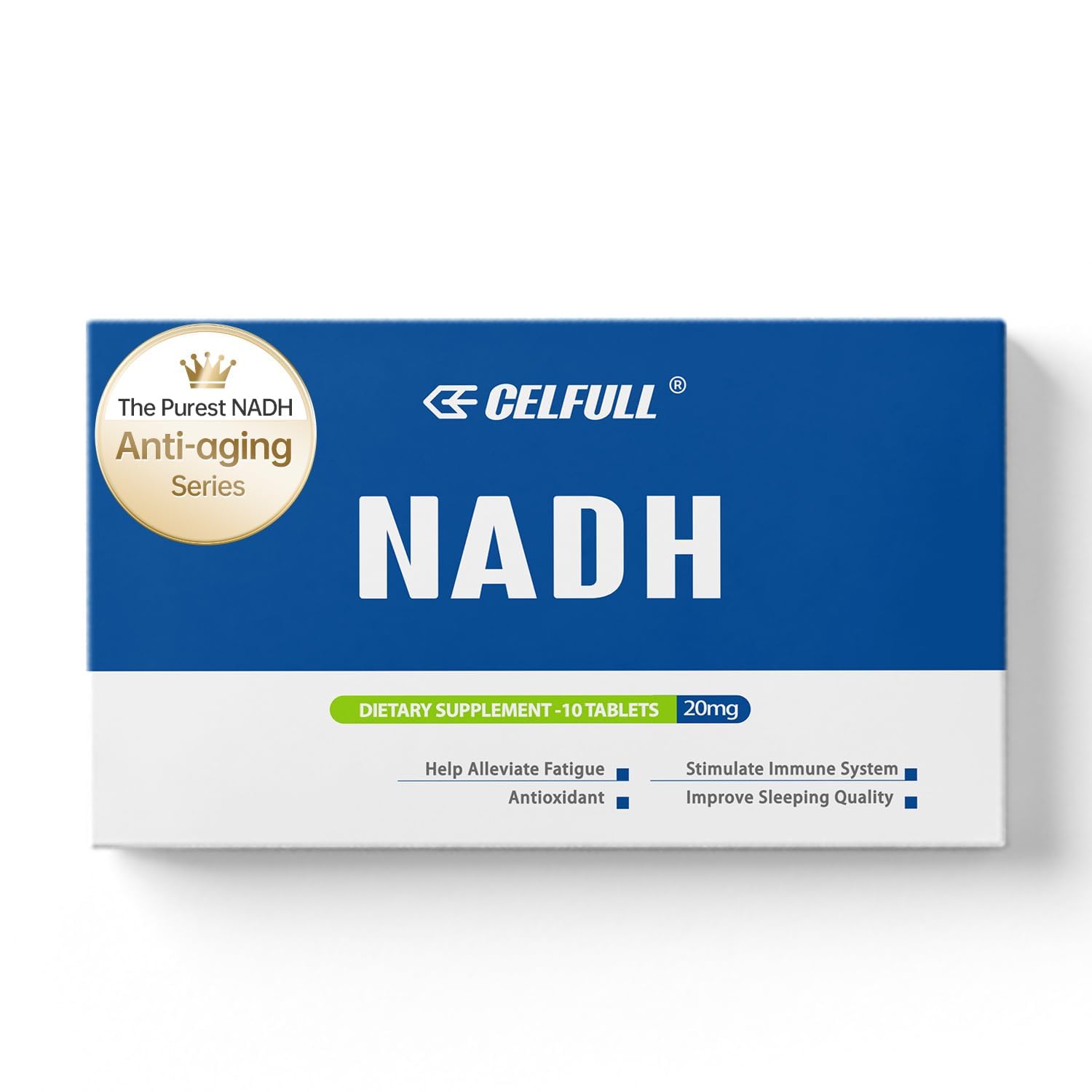 CELFULL NADH Immune Support Supplements,Boost Energy NAD+ Levels Anti-Aging, NAD+ for Women and Men 1 Count (Pack of 1) Light Blue