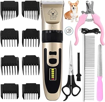 Amazon 21年最新型 ペット バリカン プロ用 電動 Usb充電式 犬用グルーミングバリカン 犬 猫 バリカン 低騒音 低振動 高精度 切れ味抜群 充電式コードレス 毛剃り トリマー シェーバー プロ用 初心者でも使える 自宅用 業務用 自宅トリミング用 刈り高さ 調整可能