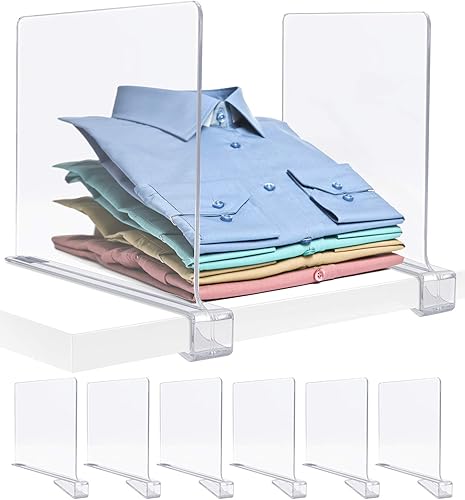 Miniatura 8 de Sorbus 4 separadores de estantes acrílicos para estantes, gran organizador para ropa, ropa de cama, separadores de bolsos, versátiles para armarios,
