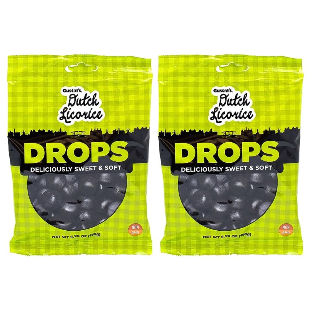 Gustaf's Soft Dutch Licorice Drops - Gift Pack of 2, 5.2 Oz Bags by Lyza's Sweets & Treats